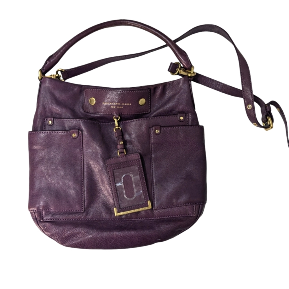 MARC by Marc Jacobs Purple Maroon Leather Preppy Leather Hobo Bag